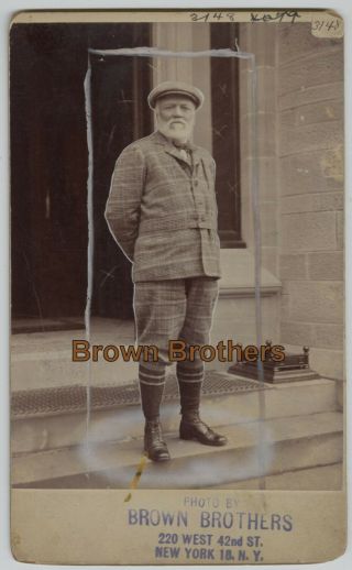 1900s Industrialist Us Steel Andrew Carnegie Tweed Golfing Outfit Mounted Photo