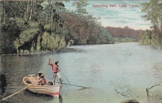 Vintage Postcard Victorian Government Railways Spear Fishing Lake Tyres 1900s