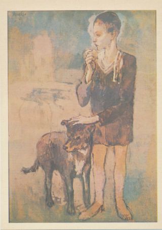 Vintage Soviet Art Postcard Very Rare Ed 1981 Boy With A Dog 1905 Pablo Picasso