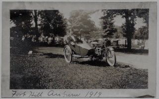 Old Photo Harley Davidson Motorcycle Woman In Sidecar Fort Hill Auburn Ny 1910s