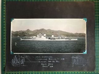 Mounted Colour Photo Hms Birmingham Wei - Hei - Wei North China May 1938 Royal Navy