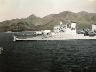 MOUNTED COLOUR PHOTO HMS BIRMINGHAM WEI - HEI - WEI NORTH CHINA MAY 1938 ROYAL NAVY 3