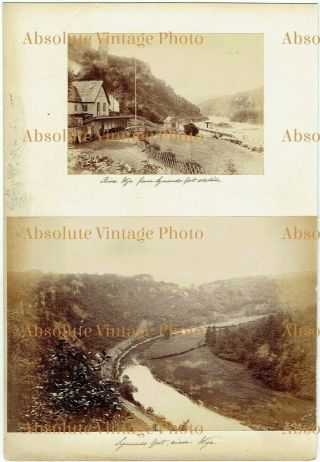Old Albumen Photographs Symonds Yat Railway Station Etc Vintage Album Page 1880s