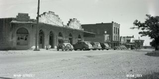Vintage B&w Photo Negative - Buda,  Texas - Street Scene & Old Cars