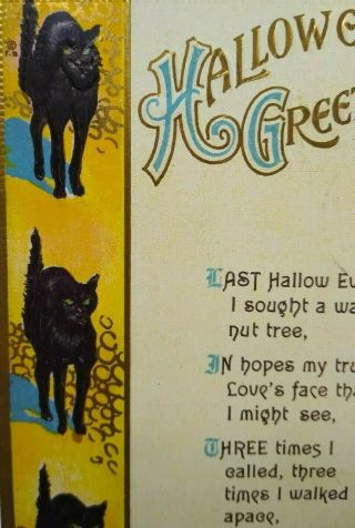 Vintage Halloween Postcard Black Cats Florence Bamberger Series 12 1916