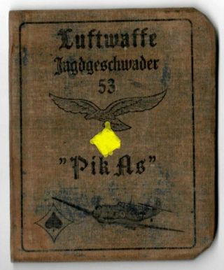 Germany Document Id Militaria Ww2 Wwii Luftwaffe Jagdgeschwader 53 " Pik As "