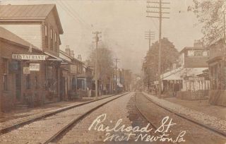 West Newton Pennsylvania Railroad Street Real Photo Vintage Postcard Aa38201