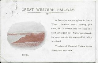 Rare Vintage Postcard,  Great Western Railway,  Tenby,  Wales,  1908