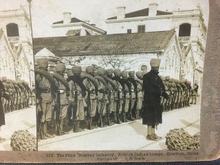 1900s China Hong Kong Kowloon British Indian Sikh Bombay Troop Stereoview香港九龙英印军