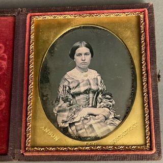 1/6 Plate Daguerreotype Pretty Young Woman,  By Anson 589 Broadway,  Sharp Focus
