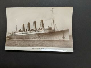 Cunard Rms Mauretania - Post - World War I - Real Photo Postcard