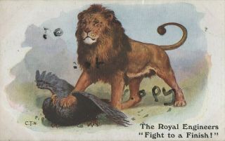 Ww1 Military Art Patriotic British Lion Crushing A German Eagle Royal Engineers