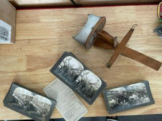 Stereoscope Antique Wood Stereo Viewer Picture Slides 78 Cards,  Ww 1 Cards