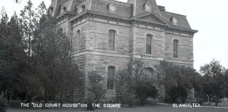 Vintage B&w Photo Negative - Blanco,  Texas - " Old Court House On The Square "