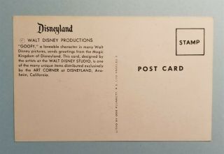 Disneyland Postcard; Art Corner I ' M JUST GOOFY ; vintage Disney 2