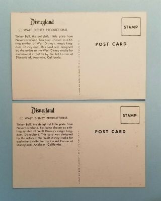 Disneyland Postcards; Art Corner Tinker Bell; 2 different fronts; vintage Disney 2