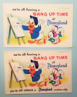 Disneyland Postcards; Art Corner Donald Duck; 2 Different Fronts; Vintage Disney