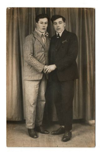 Old Photo Pc Handsome Gay Men Couple Holding Hands Man Love Affectionate Friends