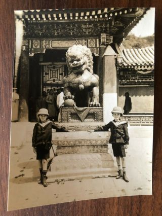 China Old Photo Chinese Lion Summer Palace Peking Hotel Kreier Tientsin