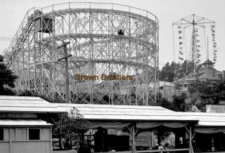 1906 Ny Fort George Amusement Park Roller Coaster Glass Photo Camera Negative 1