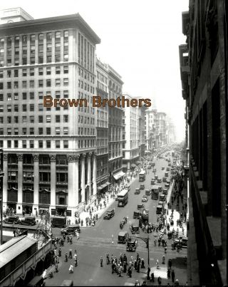 1930 Nyc Fifth Ave From 34th St Buses Traffic Film Photo Camera Negative 2 Bb