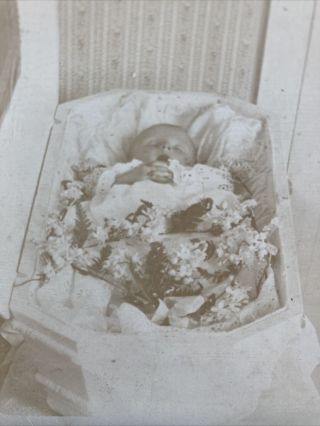 Vintage Rppc Real Photo Postcard Post Mortem Child In Coffin Dead Hands Folded