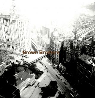 1920s York City Skyline Aerial View Streets Glass Photo Camera Negative 1