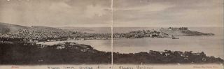 Greece Metelin Mytilene Vtg Greek Panoramic Postcard Photo Card View Of The Port