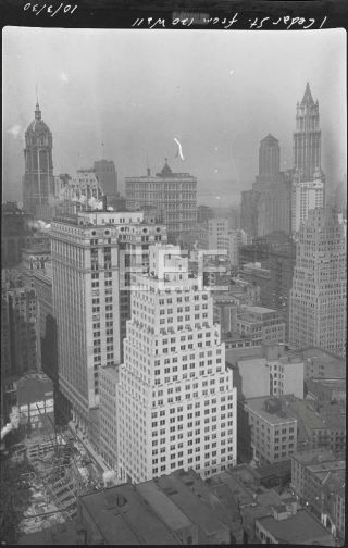 1930 1 Cedar From 120 Wall St Manhattan York City Nyc Old Photo Negative T80
