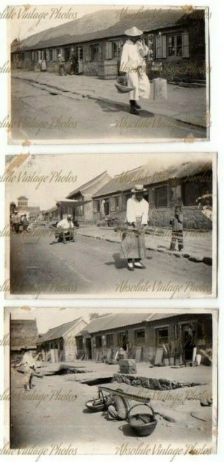 Old Photographs Chinese Workers In Street Wei Hai Wei China Vintage C.  1920
