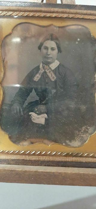 Antique Sixth Plate Daguerreotype Early Photograph of Young Woman Old Photo Case 3