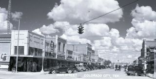 Vintage B&w Photo Negative - Colorado City,  Texas - Street Scene & Old Cars