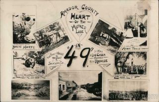 1945 Rppc Jackson,  Ca 49 Heart Of The Mother Lode,  Multiview Amador County Vintage