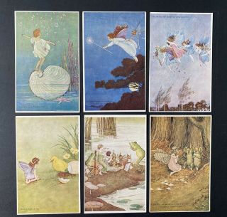 Vintage Fantasy Fairy Postcards Set Of 6 A/s Outhwaite " Elves,  Fairies " S 79