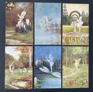 Vintage Fantasy Fairy Postcards Set Of 6 A/s Outhwaite " Elves And Fairies " S74