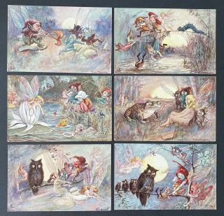 Vintage Fantasy Fairy Postcards Set Of 6 A/s Maybank Tuck " Midsummer Dreams "