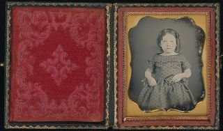 Young Girl Holding Rare Tortoise Shell Case Pearl 1/9 Plate Daguerreotype G575 2