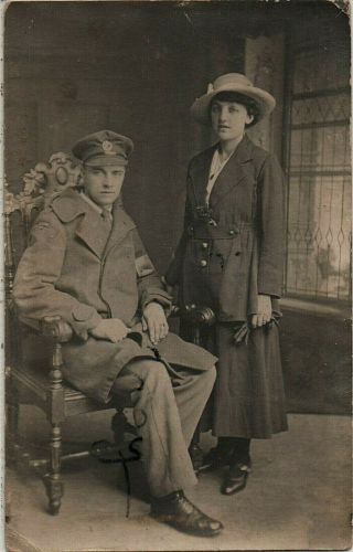 Ww1 Airman Air Mechanic Rfc Royal Flying Corps Wounded Hospital Blues With Wife