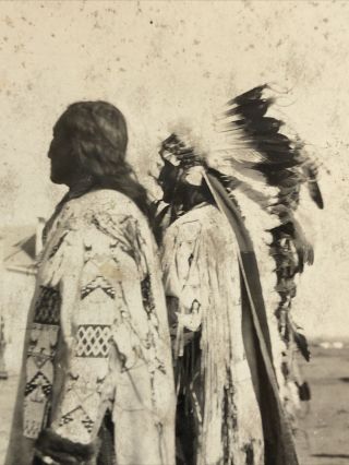 Vintage Rppc Native American Indian Chief & Brave Full Regallia Real Photo Pcard