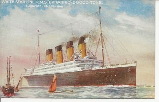 Britannic Sistership To Titanic Olympic White Star Line Issue Vintage So Rare