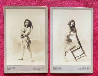 1880s Gypsy Girl Actress ? Holding Small Dog Boudoir Photos By Baker Art Gallery