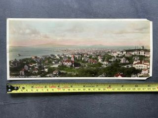 Antique 1930s Ah - Fung Okay Photo Service Tsingtao China Panorama Colored Picture