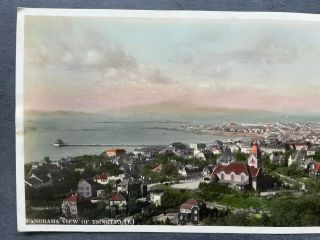Antique 1930s Ah - Fung Okay Photo Service Tsingtao China Panorama Colored Picture 3