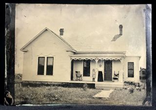 5 X 7 Tintype - Kansas Home W/ Mom & Daughter On The Porch,  2 Tins