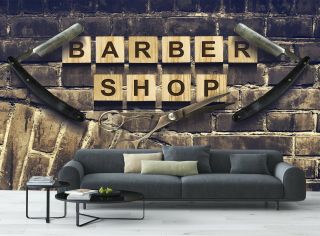Barber Shop - Old Wall Photo Wallpaper Wall Mural Decor Paper Poster Paste
