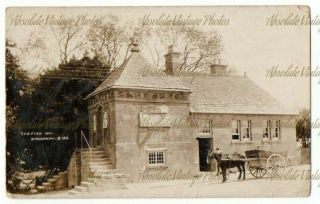 Old Pub Postcard The Fish Inn Broadway Worcs Real Photo Vintage 1909