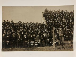 Antique Vtg 1914 University Of Illinois Football Crowd Rppc Real Photo Postcard