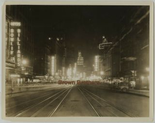 Vintage 1926 Ny @ Night Times Square Vitaphone Premier Don Juan Talkie Photo Bb