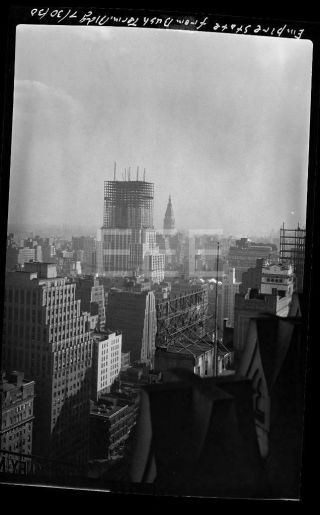 1930 Empire State Building Construction Manhattan Nyc Old Photo Negative 280s