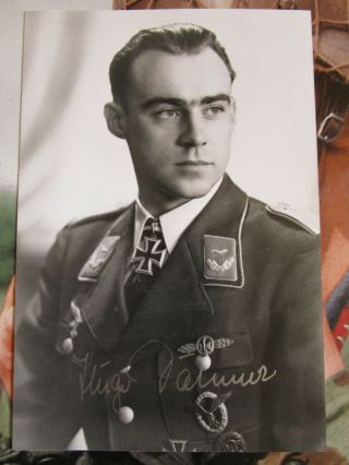 Hugo Dahmer (jg5) German Ww2 Luftwaffe Ace Knights Cross Signed Photo